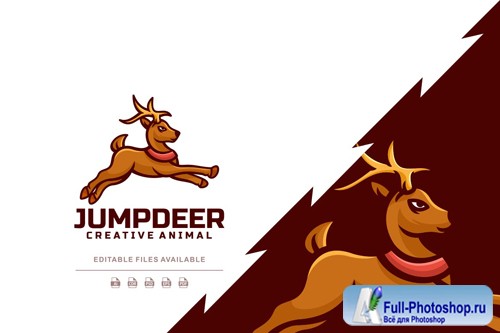 Jump Deer Simple Logo design template