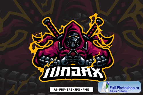 Robot Ninja Mascot logo