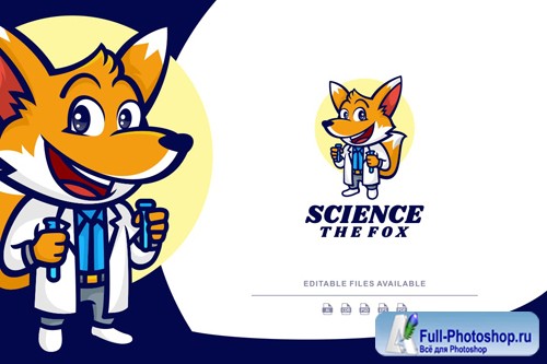Fox Cartoon Character Logo design template