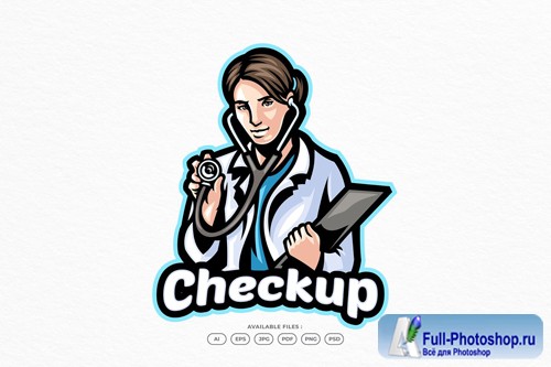 Doctor logo, medical nurse examining the health of patients design template