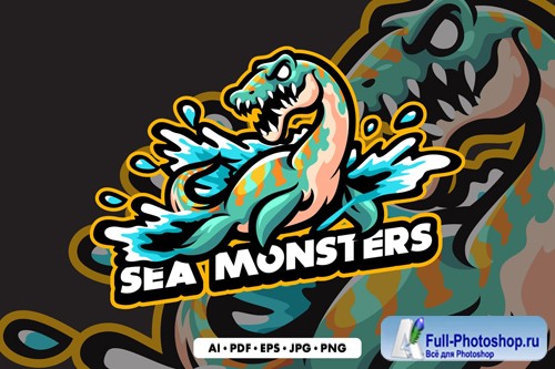 Sea Monster Mascot logo