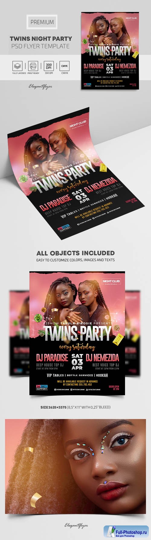 Twins Night Party Premium PSD Flyer Template
