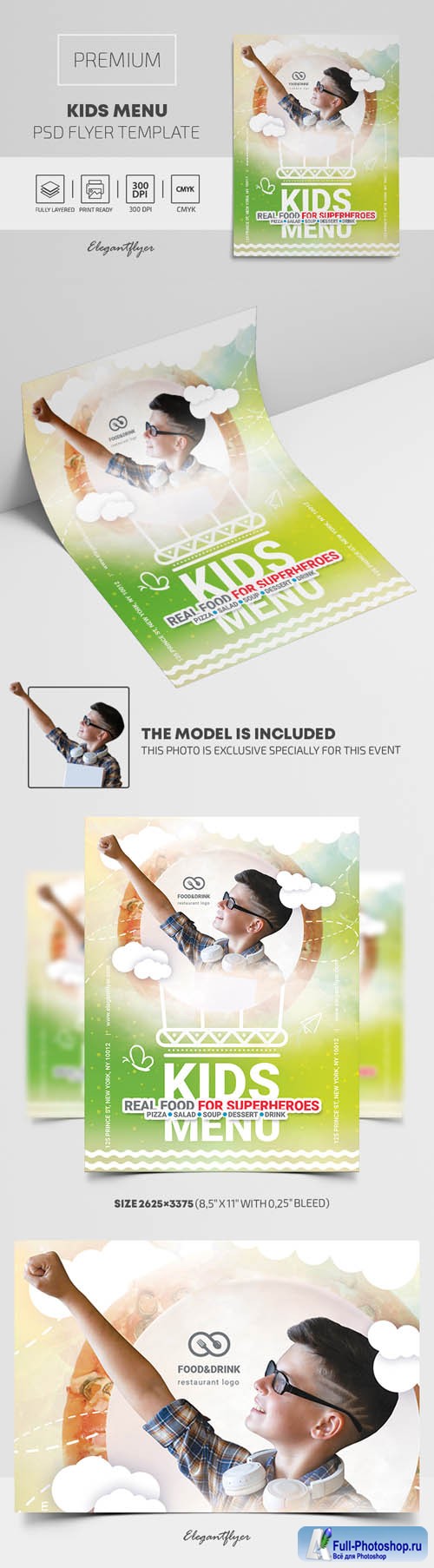 Kids Menu Delicious Healthy Premium PSD Flyer Template