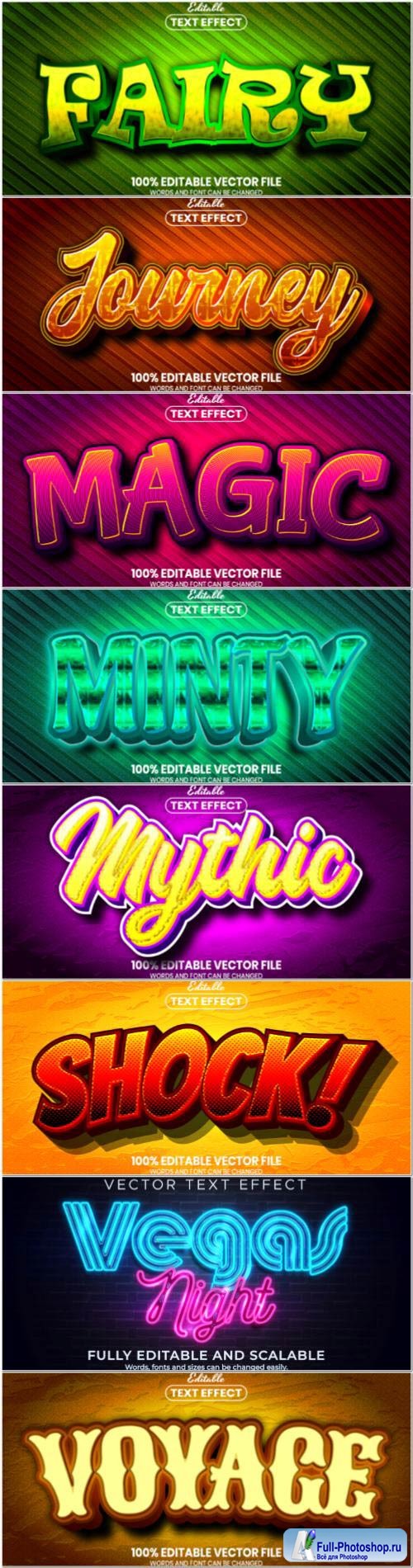 Set 3d editable text style effect vector vol 94