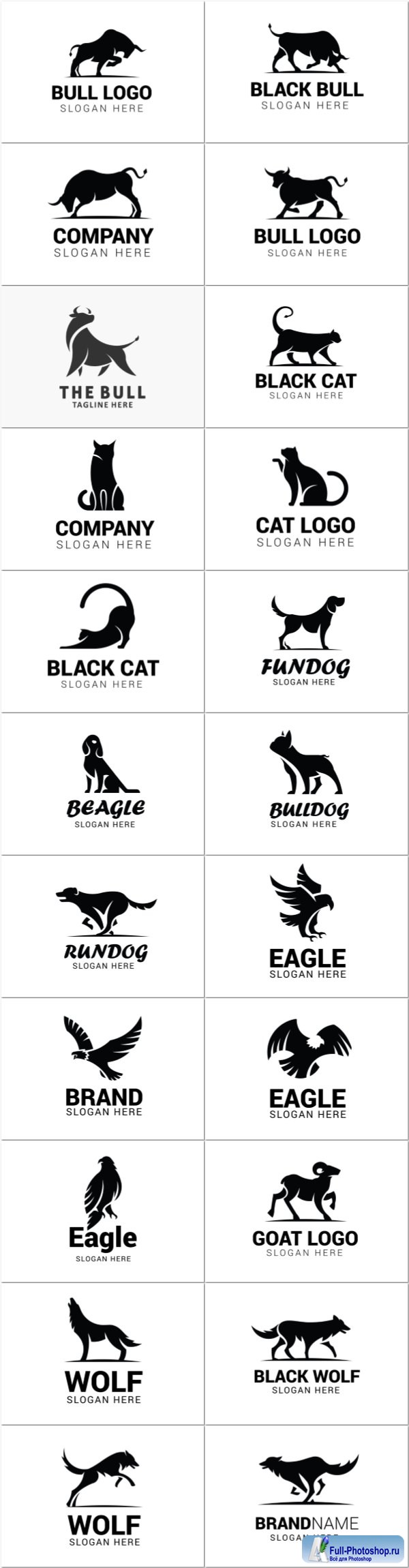 Vector logos with the image of animals for business companies