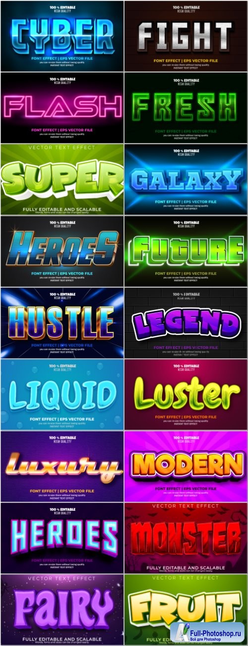 Set 3d editable text style effect vector vol 78