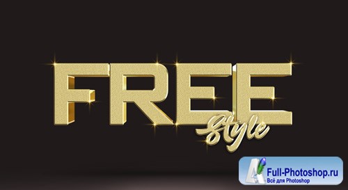 Realistic gold freestyle 3d text style effect mockup template Premium Psd
