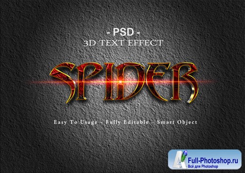 3d spider text effect psd template