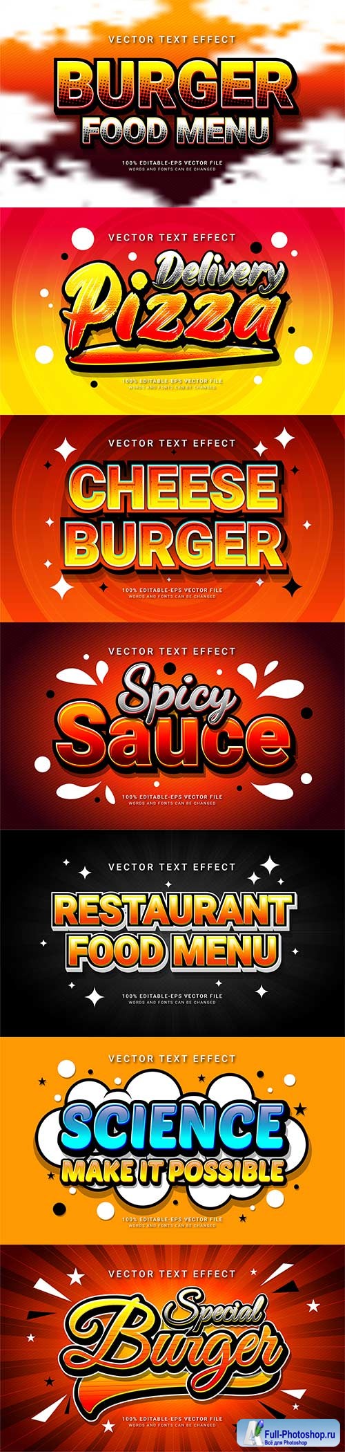 Set 3d editable text style effect vector vol 167