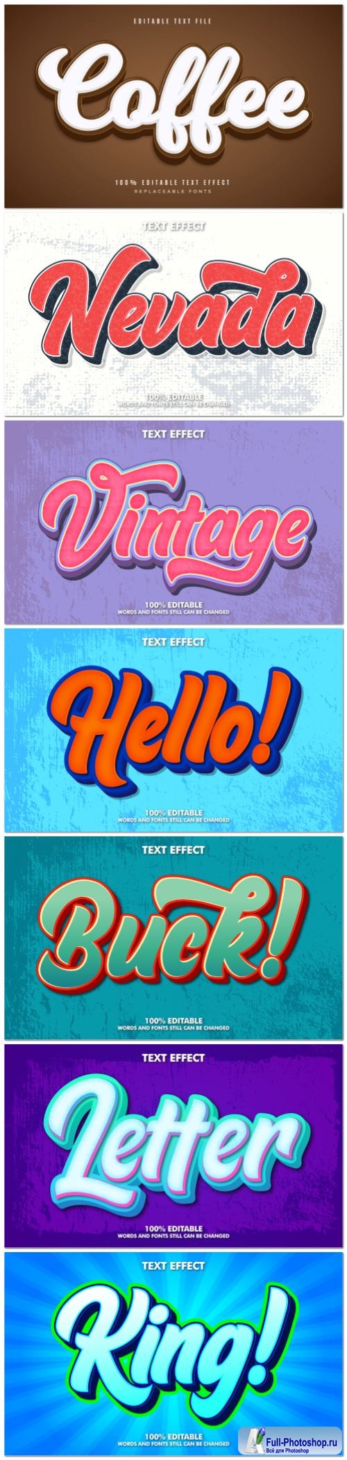 Set 3d editable text style effect vector vol 152