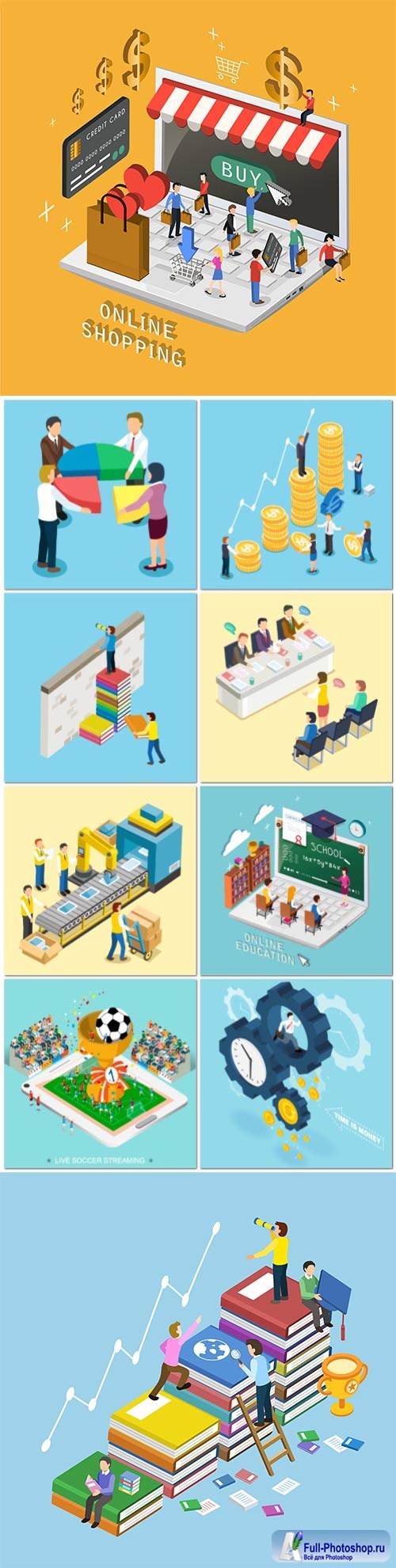 Concept in 3d isometric flat design vector template vol 5
