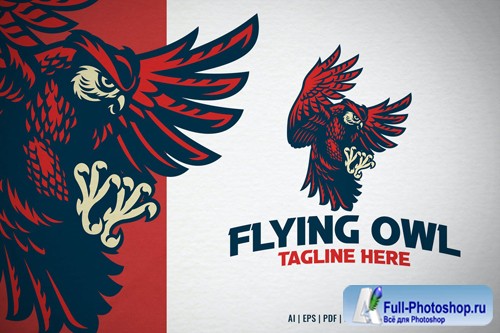 Flying Owl bird Logo Design