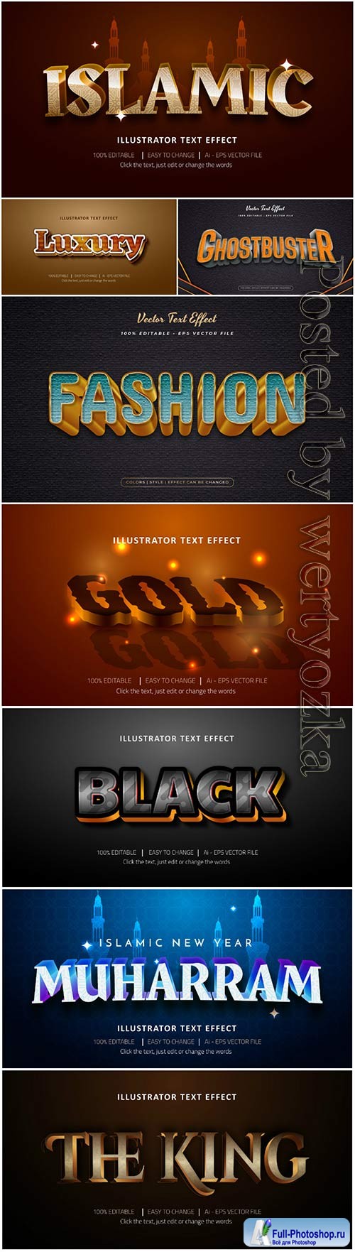 Vector text effect in style 3d