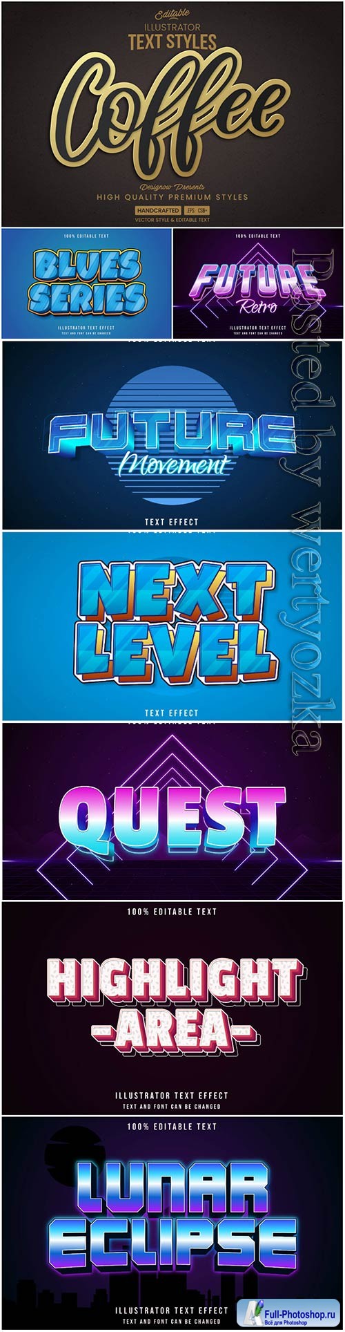 Vector text effect in style 3d