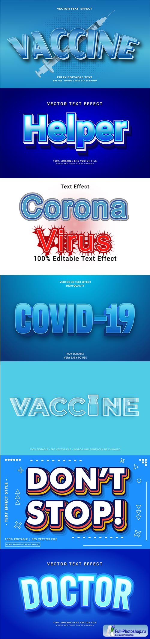 Coronavirus COVID-19, vaccine text style effect vector vol 191